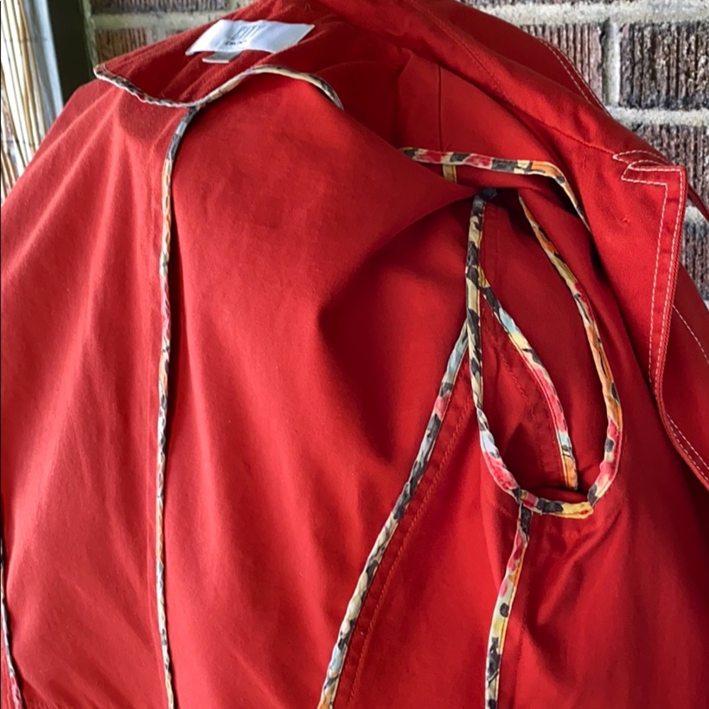 DKNY Bold Red /Orange Trench Coat - Picture 10 of 12